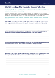 Free World Book Day Template | Year 4 Greater Depth | BookFlik