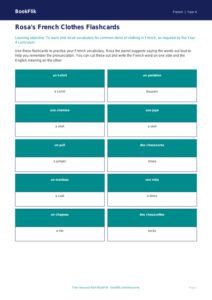 Free Clothes Flashcards | Year 4 Core | BookFlik