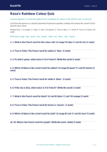 Free Colours Quiz | Year 4 Core | BookFlik