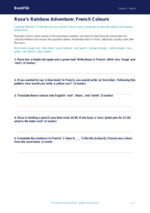 Free Colours Worksheet | Year 4 Core | BookFlik