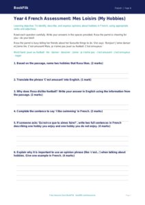 Free Hobbies Assessment | Year 4 Core | BookFlik