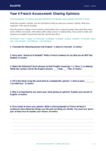 Free Opinion Phrases Assessment | Year 4 Core | BookFlik