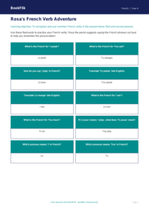 Free Verbs And Tenses Flashcards | Year 4 Core | BookFlik