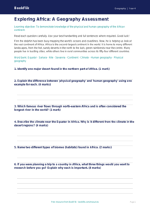 Free Africa Assessment | Year 4 Core | BookFlik