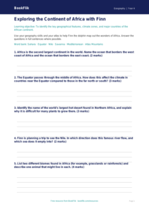 Free Africa Worksheet | Year 4 Core | BookFlik
