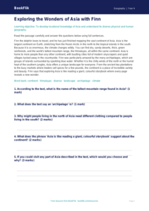 Free Asia Comprehension | Year 4 Core | BookFlik