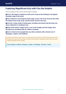 Free Asia Poster | Year 4 Geography Worksheet | BookFlik