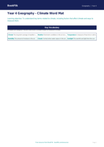 Free Climate Word Mat | Year 4 Core | BookFlik