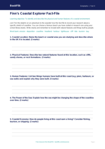 Free Coasts Template | Year 4 Geography Worksheet | BookFlik