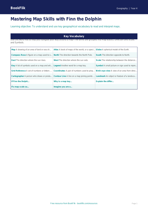 Free Map Skills Word Mat | Year 4 Core | BookFlik worksheet preview — Geography Map Skills