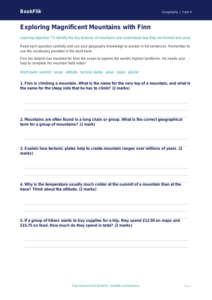 Free Mountains Worksheet | Year 4 Geography | BookFlik