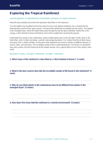 Free Rainforests Comprehension | Year 4 Core | BookFlik