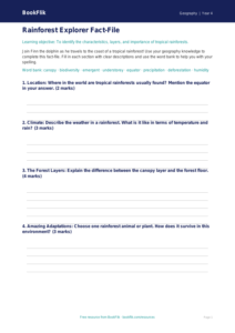Free Rainforests Template | Year 4 Core | BookFlik