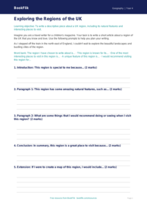 Free Uk Regions Writing Frame | Year 4 Core | BookFlik