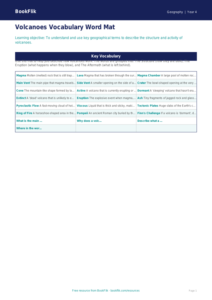 Free Volcanoes Word Mat | Year 4 Core | BookFlik