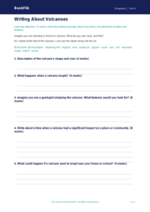 Free Volcanoes Writing Frame | Year 4 Core | BookFlik