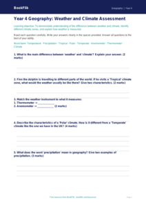 Free Weather And Climate Assessment | Year 4 Core | BookFlik