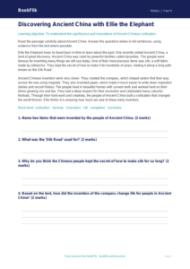 Free Ancient China Comprehension | Year 4 Core | BookFlik