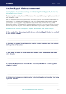 Free Ancient Egypt Assessment | Year 4 Core | BookFlik