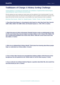 Free Black History Month Activity Sheet | Year 4 Core | BookFlik