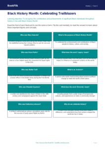 Free Black History Month Flashcards | Year 4 Core | BookFlik