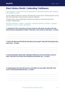 Free Black History Month Writing Frame | Year 4 Core | BookFlik