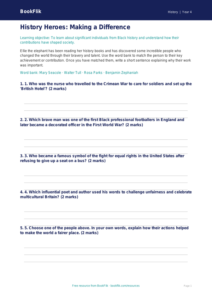 Free Black History Activity Sheet | Year 4 Core | BookFlik