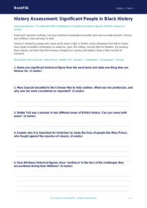 Free Black History Assessment | Year 4 Core | BookFlik