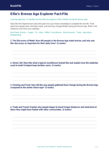 Free Bronze Age Worksheet | Year 4 History Activity | BookFlik