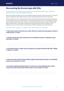 Free Bronze Age Worksheet | Year 4 History | BookFlik