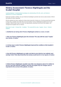 Free Florence Nightingale Assessment | Year 4 Core | BookFlik