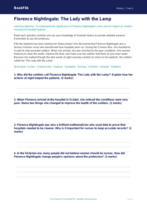 Free Florence Nightingale Worksheet | Year 4 Core | BookFlik