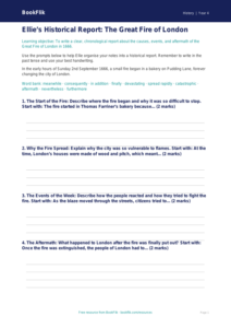 Free Great Fire Of London Writing Frame | Year 4 Core | BookFlik