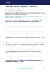Free Maya Civilisation Activity Sheet | Year 4 Core | BookFlik