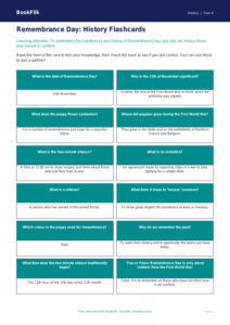 Free Remembrance Day Flashcards | Year 4 Core | BookFlik