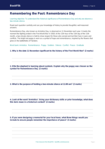 Free Remembrance Day Worksheet | Year 4 Core | BookFlik
