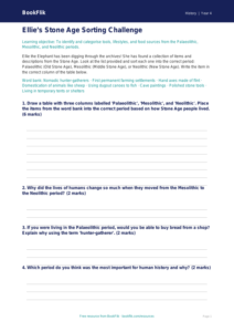 Free Stone Age Activity Sheet | Year 4 Core | BookFlik