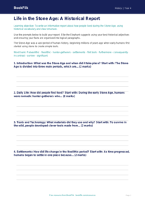 Free Stone Age Writing Frame | Year 4 Core | BookFlik