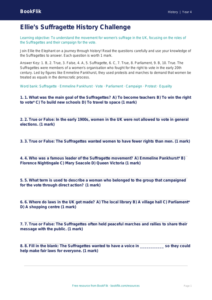 Free Suffragettes Quiz | Year 4 Core | BookFlik