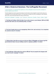 Free Suffragettes Worksheet | Year 4 History Lesson | BookFlik