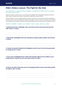 Free Suffragettes Worksheet | Year 4 Core | BookFlik
