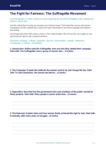 Free Suffragettes Writing Frame | Year 4 Core | BookFlik