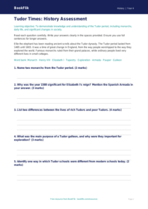 Free Tudors Assessment | Year 4 Core | BookFlik