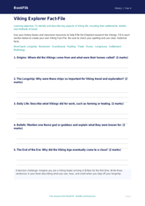 Free Vikings Worksheet for Year 4 | History Resources | BookFlik