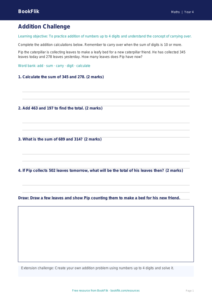 Free Addition Track Sheet | Year 4 Core | BookFlik