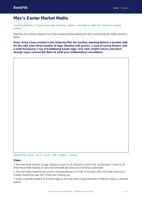 Free Easter Maths Drawing Sheet | Year 4 Core | BookFlik worksheet preview — Maths Easter Maths