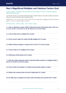 Free Factors And Multiples Quiz | Year 4 Core | BookFlik