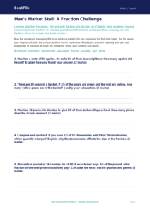 Free Fractions Activity Sheet | Year 4 Greater Depth | BookFlik