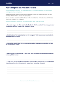 Free Fractions Worksheet | Year 4 Greater Depth | BookFlik