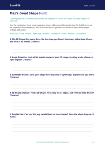 Free Geometry Worksheet | Year 4 Core Math | BookFlik